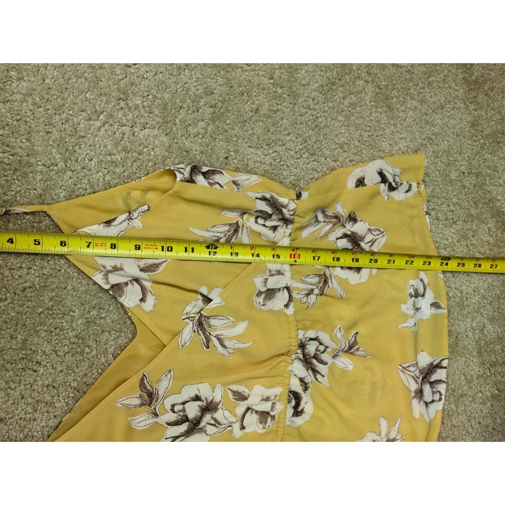 Babaton Mustard Yellow Floral Silk Blend Wrap Camisole | Sleeveless V-Neck | S - Picture 6 of 7